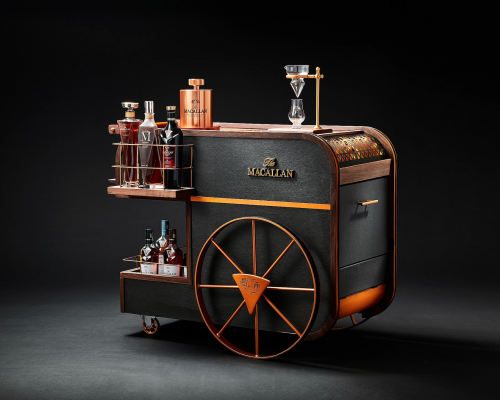 O carrinho de bebidas idealizado por Ritz-Carlton Yacht e Macallan