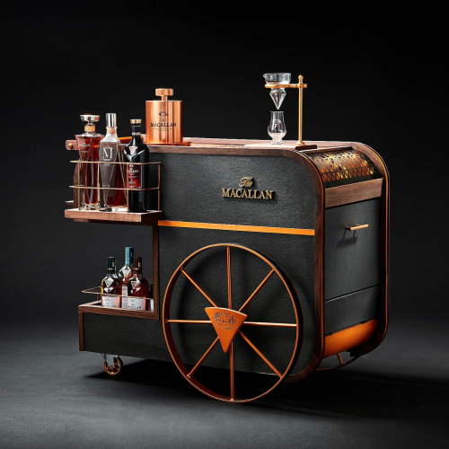 O carrinho de bebidas idealizado por Ritz-Carlton Yacht e Macallan