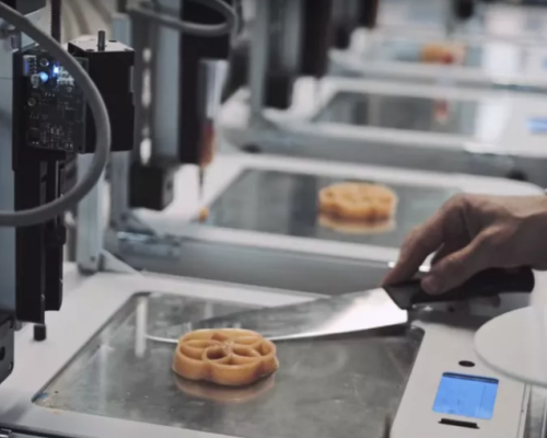 Restaurante pop-up com comida 3D