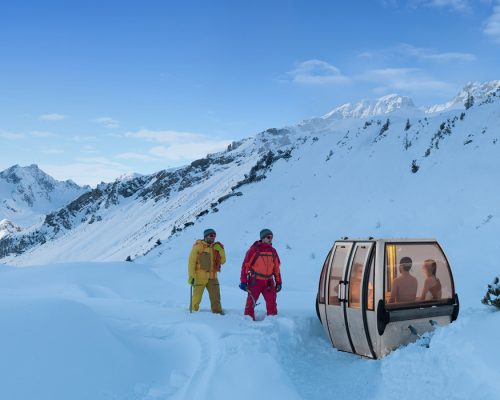 Saunas móveis feitos a partir de gôndolas de esqui